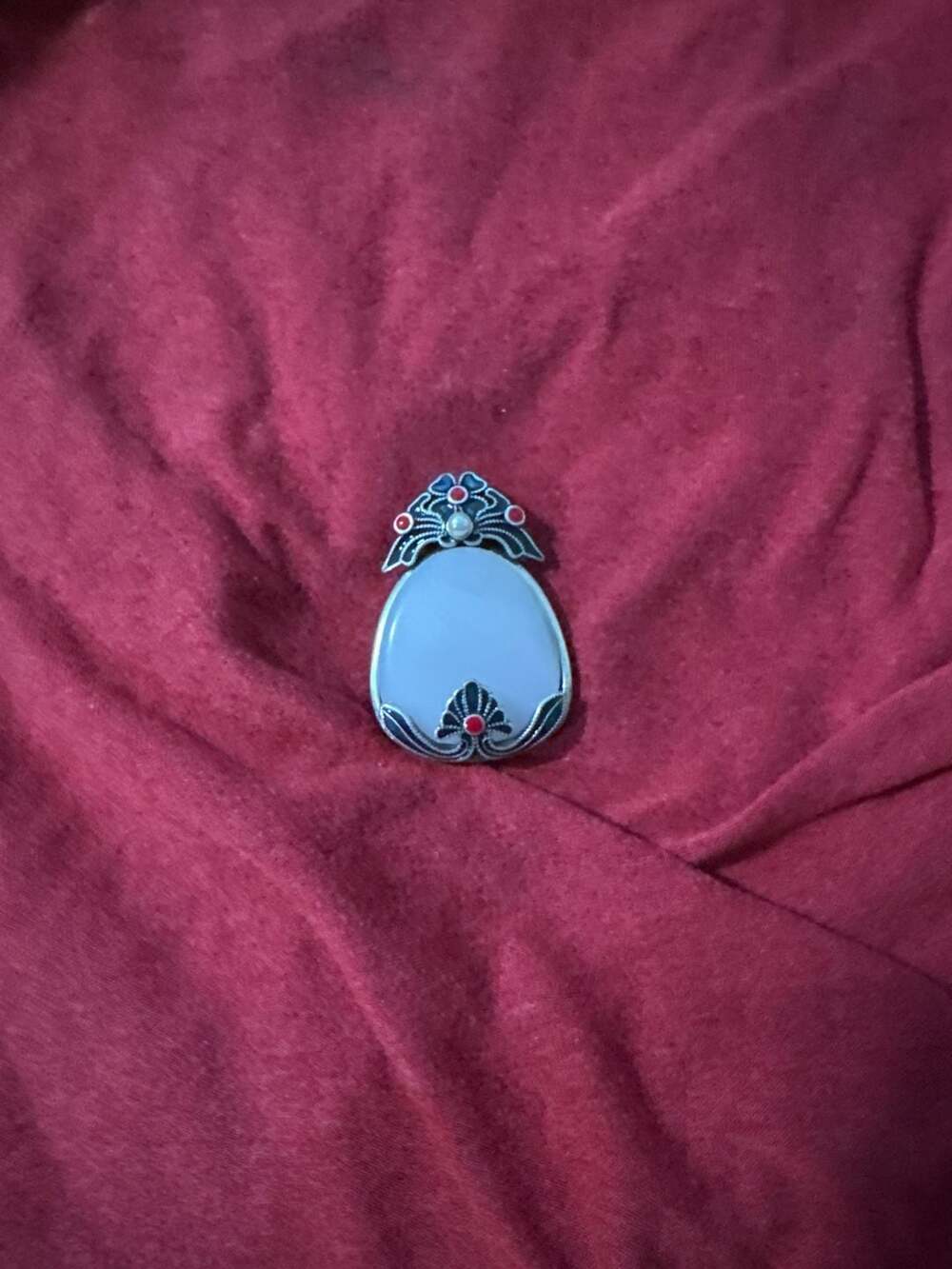 Antique Jugendstil Sterling Silver 925 Enamel and Mother of Pearl Pendant